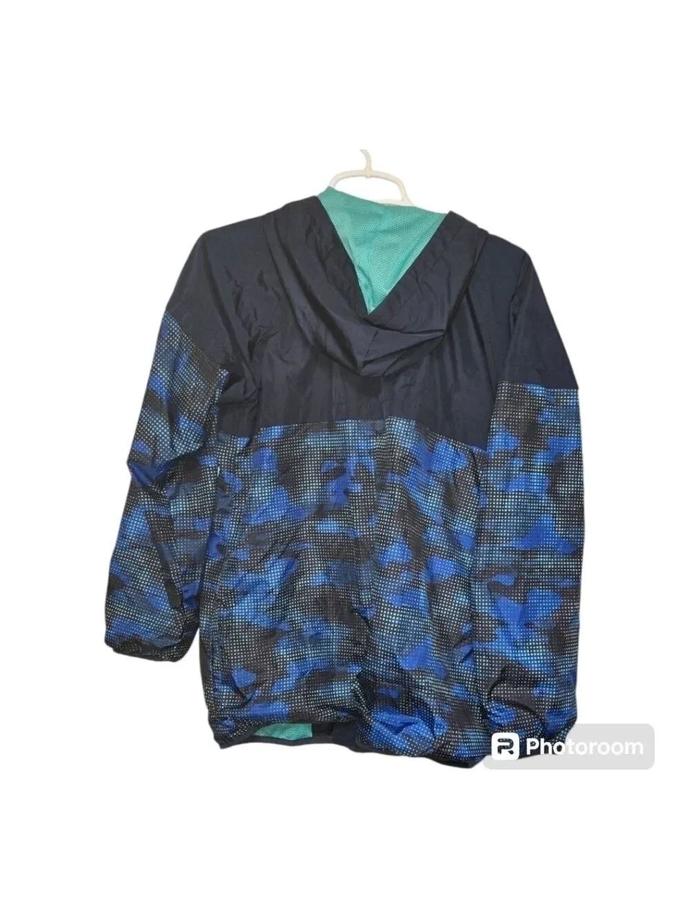 GAP GapFit Boys XXL 14/16 Blue Camo Hooded Windbreaker Jacket
